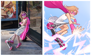 Illustration for article titled Artist transforms little girls in superhero costumes into super art